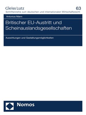 cover image of Britischer EU-Austritt und Scheinauslandsgesellschaften